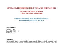 SETTIMANA DI PREGHIERA PER L’UNITA’ DEI CRISTIANI 2026 SETTIMO GIORNO: 24 gennaio Il dono di Dio dato nel battesimo